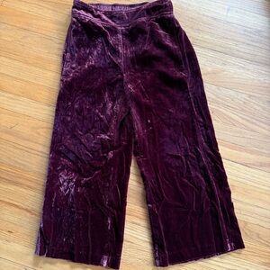 NWT Madewell Velvet Pull-On Crop Pants Purple Holiday Wide Leg Size Small
